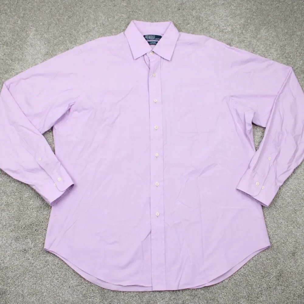 Polo Ralph Lauren Curham Dress Shirt Mens 16 1/2, 36/37 Purple Cotton L/S Button